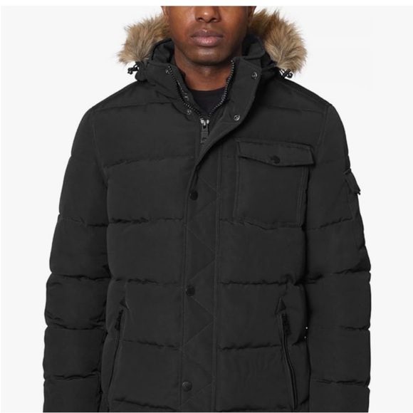 Men's Nautica Black Hooded Puffer Jacket - Picture 1 of 15